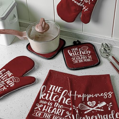 6 Pcs Kitchen Decor Accessories Set (Wine Red / Kitchen)