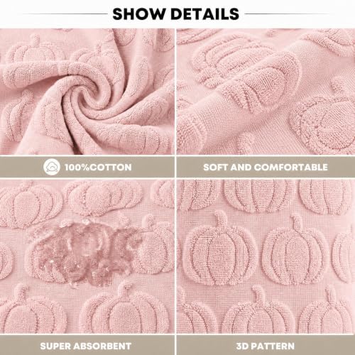 1 Pc Pink 3D Pumpkin Jacquard Hand Towel for Bathroom (13.7" x 29.5", 1PC / Pink)