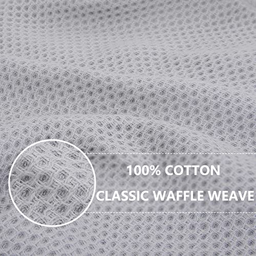 100% Cotton Waffle Weave Kitchen Dish Cloths 8 (Light Gray / 12 X 12 - 8 Pack)