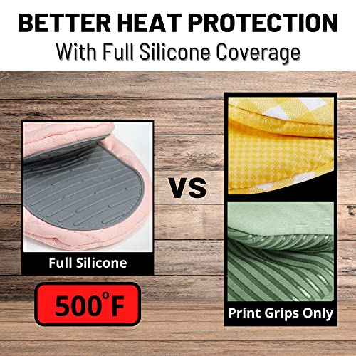 Pink Silicone Oven Mitts & Pot Holders Set (Pink / Mini)