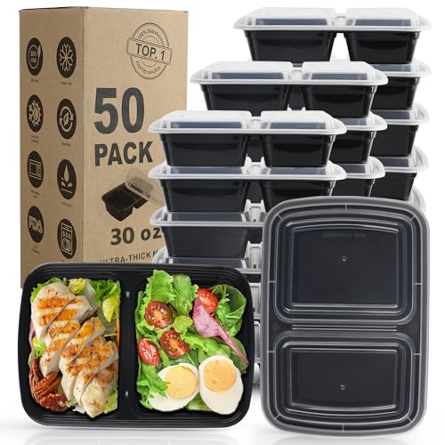 Meal Prep Containers 30 OZ (50pack-30oz 2 Compartment)