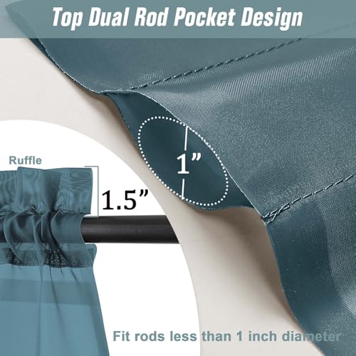 Dusty Blue Sheer Curtains Tier 30 Inches Length 2 Panels (42"W x 30"L (Pack of 2) / Dusty)