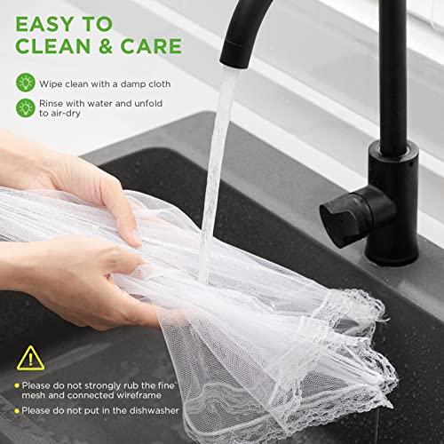 8 Pack Mesh Food Covers for Outside (2 Jumbo (40”x24") and 6 Large (17”x17”) / White)