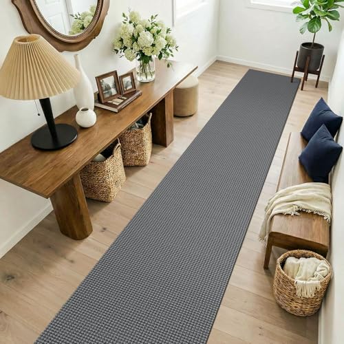 Cotton 2x14 Runners Rugs for Hallway (Grey/Dark Grey / 2' x 14' (Runner))