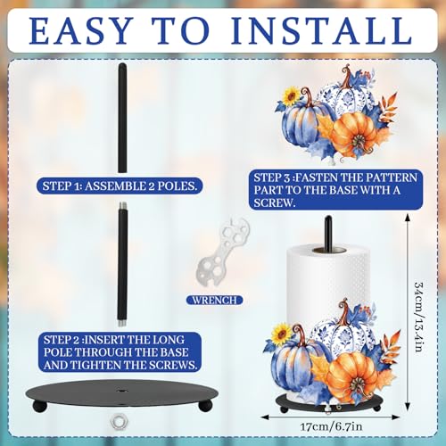 Fall Pumpkin Paper Towel Holder Chinoiserie Kitchen Decor Accessory