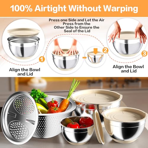 Mixing Bowls with Airtight Lids (Khaki)