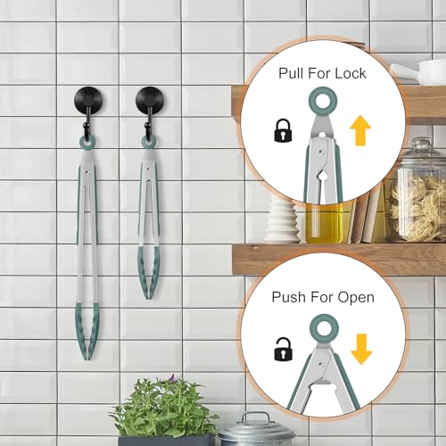 Stainless Steel Kitchen Tongs with Silicone Tips (Sage Green:12+9inch)