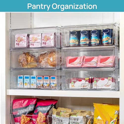 4 Pack Large Clear Stackable Storage Drawers for Closet