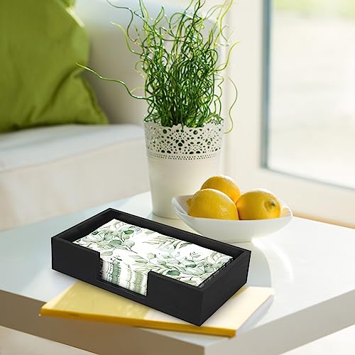 Black Wooden Napkin Holder for Bathroom Paper Hand Guest Towels Holder Tray (Black Wood)