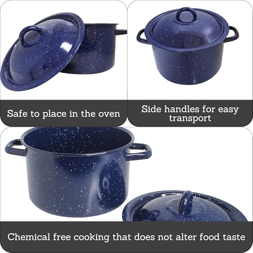 USA Blue Enamel Stock Pot with Lid 12 (12 Quarts)