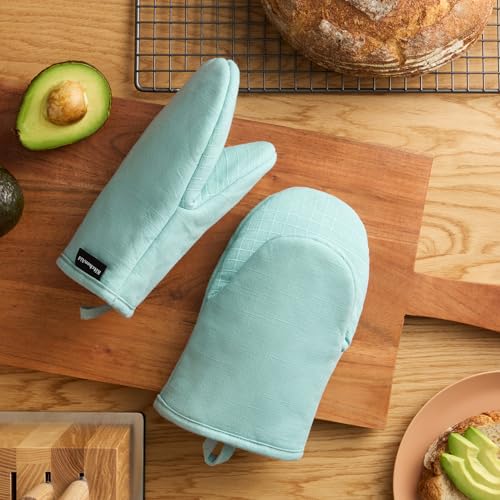 Gourmet Series Gridlines Mini Oven Mitts 2 (Mineral Water Aqua)