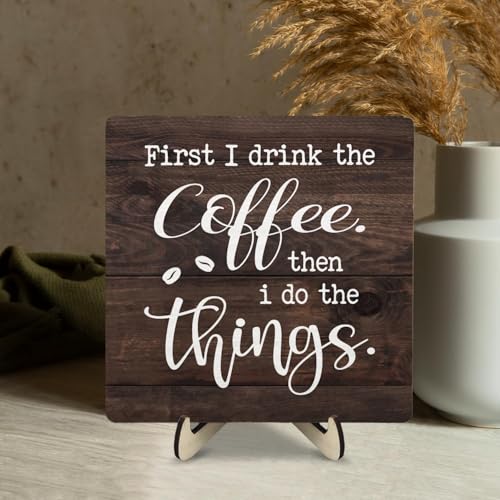 Vintage Coffee Bar Sign Plaque (Brown5 / 5.9 x 5.9 x 0.32 inches)