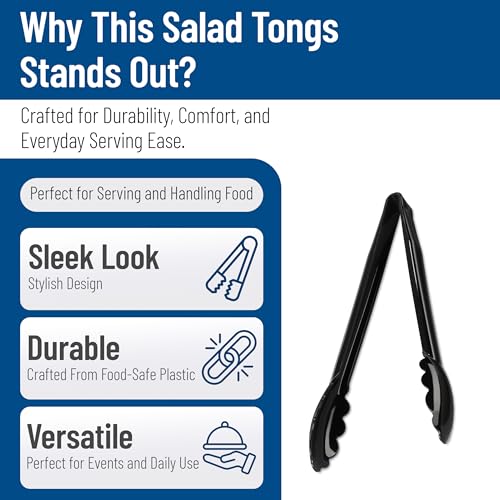 470903 Carly Salad Tong (9" Utility Tong / 1 Pack / Black)