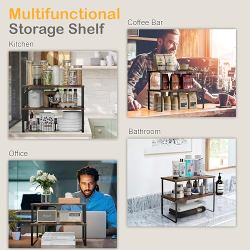 Cabinet Shelf Organizers (4pcs 7.8" D x 15.7" W x 5.31" H / Black and Brown)