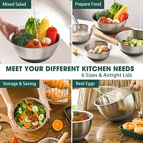 Mixing Bowls with Airtight Lids (Gray)