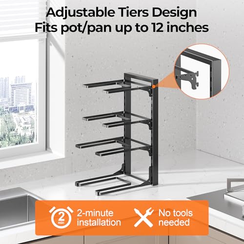 Pot and Pan Organizer Under Cabinet 15.75" (15.75"H-2Pack)