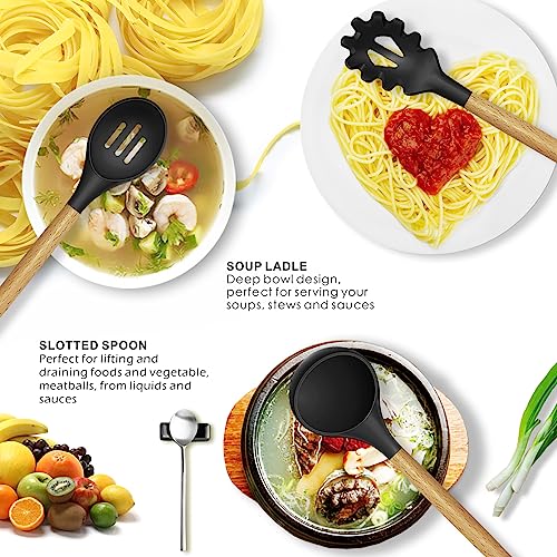 Silicone Cooking Utensils Set (Black)