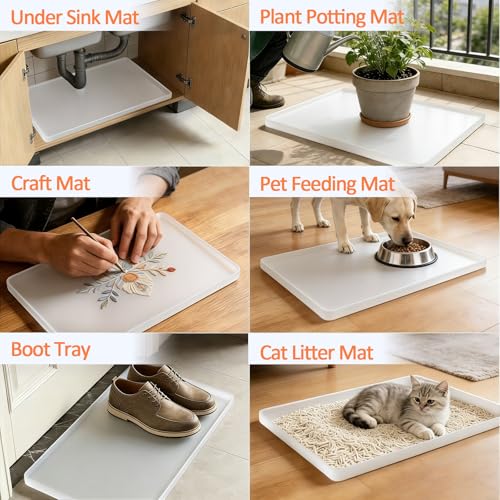 Silicone Coffee Maker Mat with Lip for Countertops 15.7''x11.8''Translucent (Translucent / 15.7'' x 11.8'')