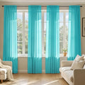 Turquoise Sheer Curtains 72 Inches Long 4 Panels 42 x 72 Inches (42"W x 72"L (Pack of 4) / Turquoise)