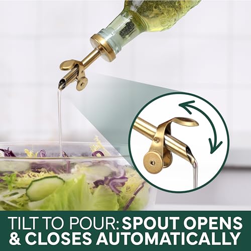Glass Olive Oil Bottle Dispenser (Floral / Green)