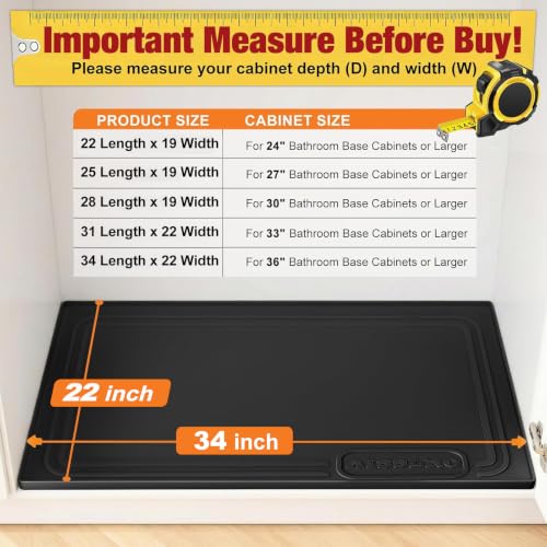 Under Sink Mat 34" X 22" (22"W x 34"L / Black)