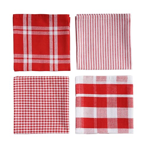 100% Cotton Kitchen Dish Cloths (12"x12" - 12 Pack / 06: Red)