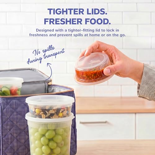 8 oz Plastic Deli Containers with Lids [48 Sets] Food Storage (8 oz)