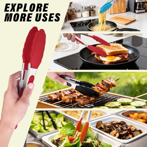 7 Inch Silicone Kitchen Tongs (Red / 7inch)
