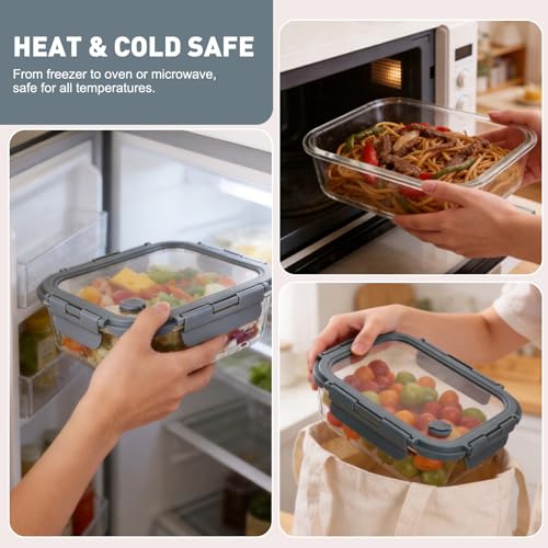 10 Pack Glass Food Storage Containers with Glass Lids (5*12.5&5*35.8oz)
