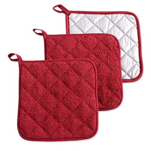 Basic Terry Collection Quilted 100% Cotton (Potholder (3 Piece) / Barn Red)
