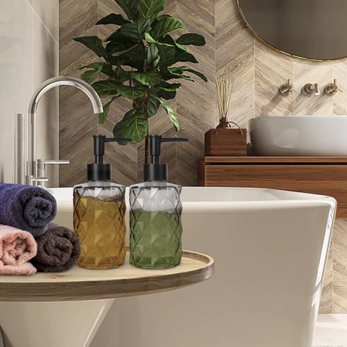 Glass Soap Dispenser with Plastic Pump (Gradient Diamond Black)