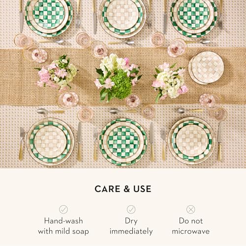 Enamel Dinner Plate (Emerald Check / 1 Plate)