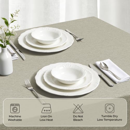 Faux Linen Tablecloth for Dining Room (Natural / 144" x 60" (Rectangular))