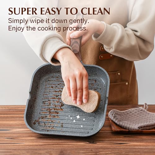 Nonstick Grill Pan for Stove Tops (Gray Granite / 12 Inch)