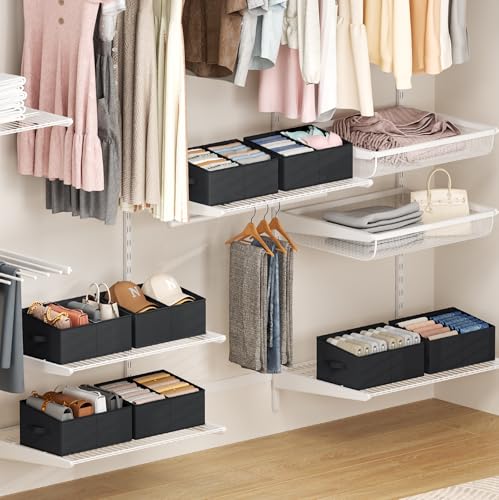 Trapezoid Storage Bins for clothes (Black / 5 Bins 16.5"x11"x7.8")