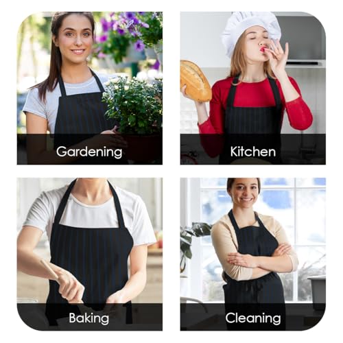 black apron for women black aprons bulk chef apron for men grilling aprons for men Green Stipes (Pack of 12 / Black (Blue Stripe))