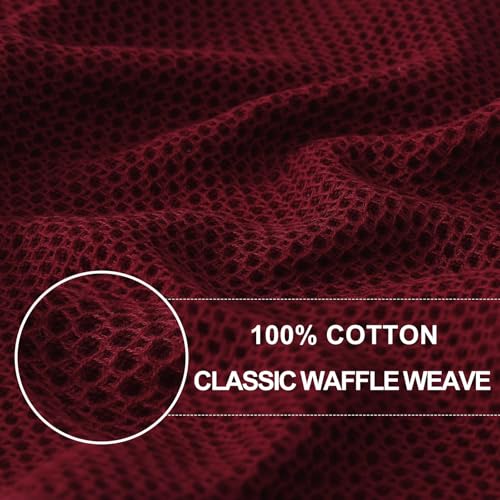 100% Cotton Waffle Weave Kitchen Dish Cloths 18 (Burgundy / 12 X 12 - 18 Pack)