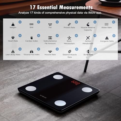 Bathroom Scale Smart Digital Bluetooth Scales for Body Weight (Black)