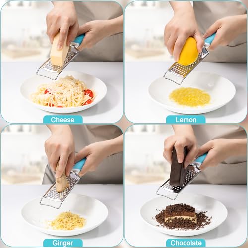 Professional Cheese Graters for Kitchen Stainless Steel Handheld (Blue)
