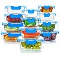 24 Pieces Glass Food Storage Containers Set (Blue / 12 Pack)