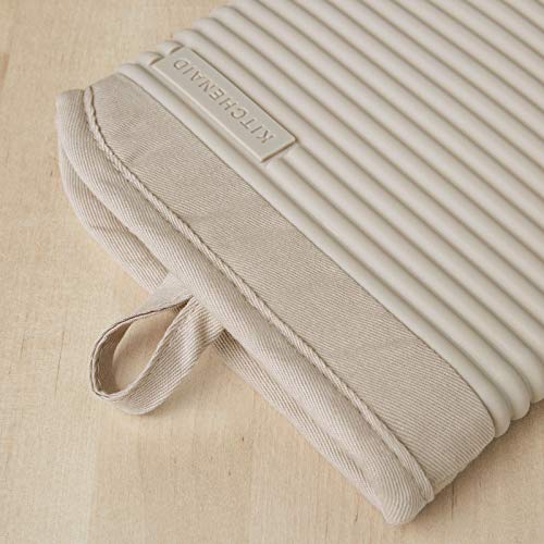 Ribbed Soft Silicone Oven Mitt 2 (7.5"x13" / Milkshake Tan)