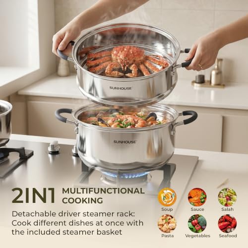 6 Quart Stainless Steel Steamer Pot for Cooking (6 Quarts)