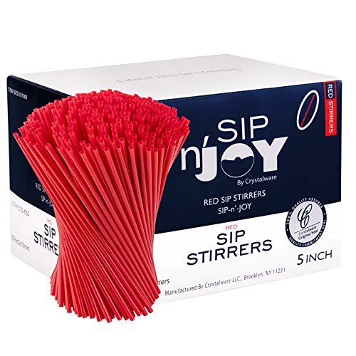 Crystalware Plastic Sip Stirrers (Red / 5-Inch (Pack of 1))