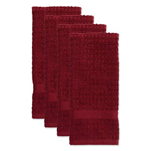 Basic Terry Collection Waffle Dishtowel Set (Solid Wine / 15x26")