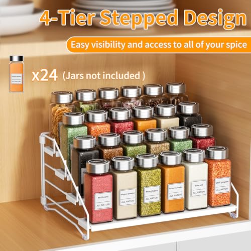Spice Rack Organizer for Cabinet (White / 1Pack)