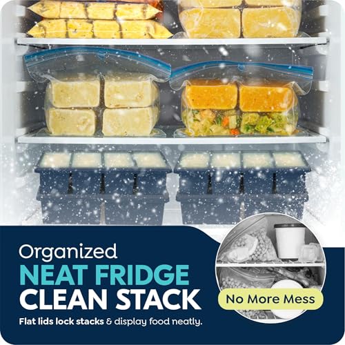 Silicone Freezer Trays with Lids (Dark Blue)