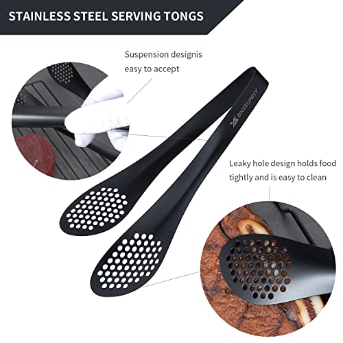 Stainless Steel Buffet Tongs (Black - 9" Serving Tongs)