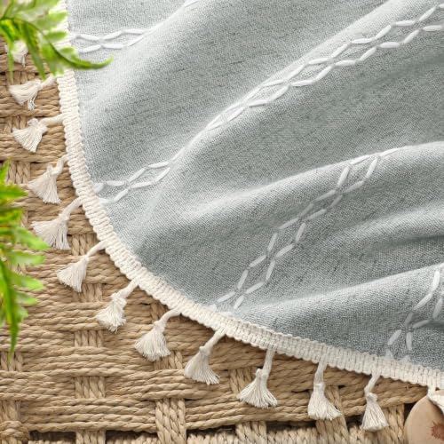 Teal 100% Boho Blackout Curtains 2 Panels with Tassels 52W X 94L (Teal Green / 52"W x 94"L (Pack of 2))