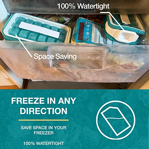 POP - 4 IN 1 - DISPENSER - MAKER - BIN - ICE PACK - Make And Serve Ice Without Ever Touching The Ice - The Sanitary Silicone Ice Tray for Freezer With Lid - Ice Cube (Water Blue 1 pc)