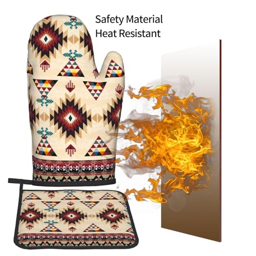 Southwestern Aztec Oven Mitts and Pot Holders Set of 3 (Southwestern)